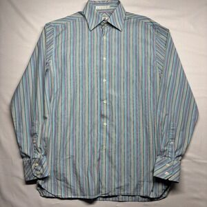 Perry Ellis Mens Medium Multi Color Striped Long Sleeve Button Down Cotton Shirt